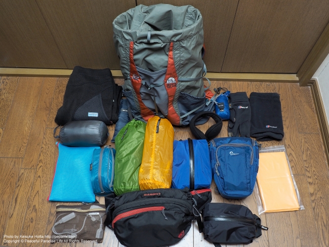 冬の北海道 鉄道＆歩き旅の装備（荷物） 全部